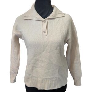 Aritzia Babaton 100% Cashmere Polo Sweater 2XS XS Beige Cream Luxury Knit